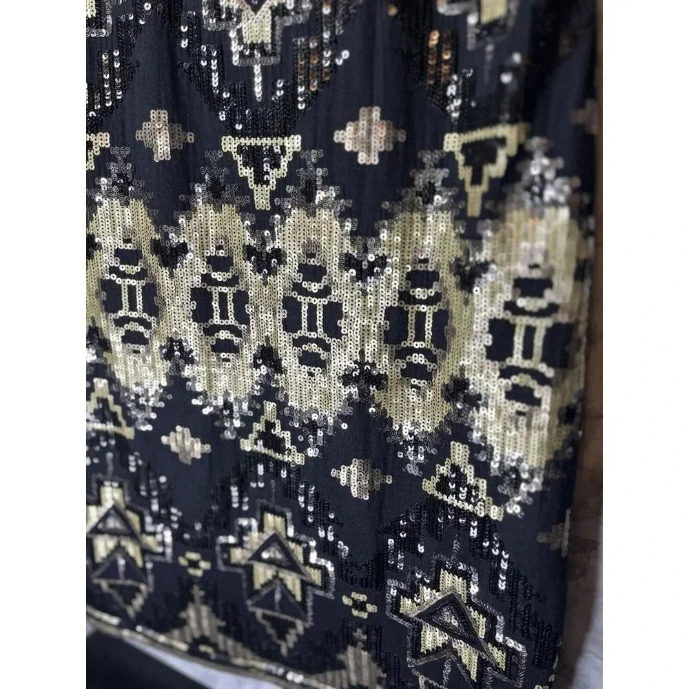 Women’s Black/Gold holiday party/Sequin Dress Medium Sleeveless/NWT /SlipOn - Picture 3 of 7